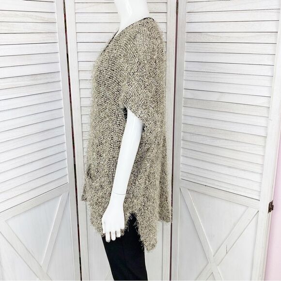 Nine West Sydney Sweater Fuzzy Eyelash Tunic Taupe Medium - Picture 2 of 12
